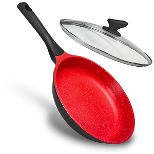 Frigideira 28CM de Ceramica e Indução - Preto com Vermelho