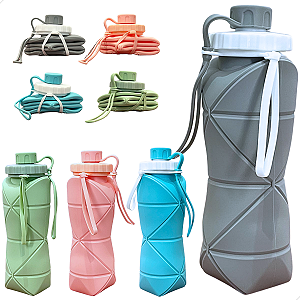 Garrafa De Água Silicone Dobrável Retrátil e Ecológico 600ml