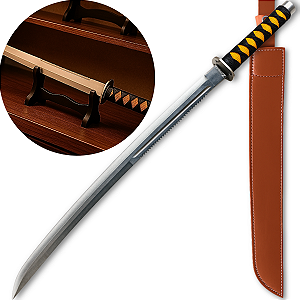 Espada Samurai Katana 70cm Com Fio Corte + Bainha Couro Zoro