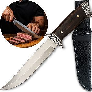 Faca Baron Profissional Artesanal Churrasco Super Afiada C/ Bainha