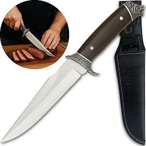 Faca Wolf Profissional Artesanal Churrasco Super Afiada C/ Bainha