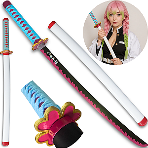 Katana Mitsuri Kanroji Demon Slayer Lâmina Aço Inox Cosplay Espada Samurai + Bainha Trabalhada
