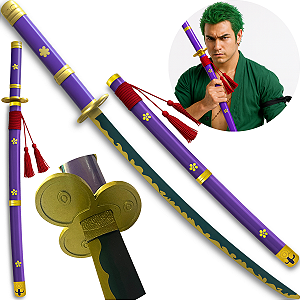 Katana Enma Roronoa Zoro Lâmina Aço Inox One Piece Cosplay Espada Samurai + Bainha Trabalhada