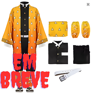 Cosplay Zenitsu Agatsuma Demon Slayer ZORNIX | Tamanho M | Uniforme Amarelo Premium