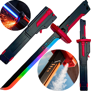 Espada Katana Zornix 44cm Com Led Rgb, Fumaça Com Reservatório De Água, Faísca, Efeitos Sonoros, Botão Liga E Desliga, Sabre Iluminado Decorativo