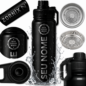 Garrafa Personalizada Térmica 800ml Inox Nome, Frase, Logo