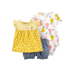 Conjunto Carter's - Body, Blusa e Short- Floral