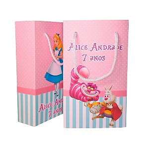 Sacolinhas Personalizadas Alice no País das Maravilhas rosa e azul