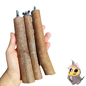 1 Poleiro Madeira Natural com suporte