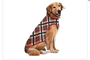 Roupa para Cães  Inverno Blusão Xadrez Vermelho - Gaby Moda Pet