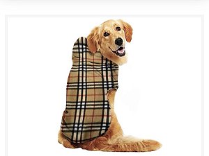 Roupa para Cães Inverno Blusão Xadrez Cor Nude com Capuz - Gaby Moda Pet
