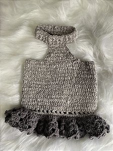 Roupa para Cachorro Vestido Linha Soft em Crochê Modelo Prata - By Carmen