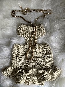 Roupa para Cachorro Vestido Linha em Crochê Modelo Fio de Ouro - By Carmen