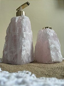 KIT DISPENSER E DIFUSOR EM QUARTZO ROSA