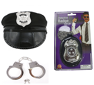 Policia Policial Quepe Algema Distintivo Luxo Festa Fantasia