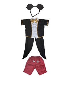 Fantasia De Ratinho Mickey P/ Bebê Curto Com Tiara