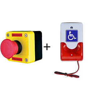 Alarme PCD / PNE KIT PNE Botão e Sirene - Com Fio
