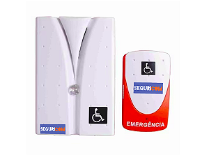 Alarme de Emergência Sem Fio Wireless para Sanitário PCD PNE e Idosos Botão e Sirene