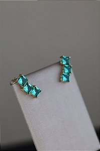 Brinco Earcuff Pedra Verde Luxo