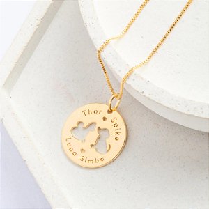 Colar Pet com até 4 nomes personalizados - Banhado a Ouro 18k
