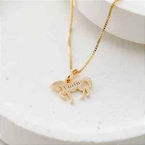 Colar Personalizado Cavalo Nome • Banhado a Ouro 18k