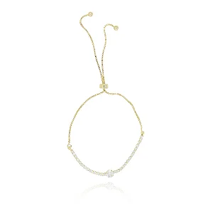 Pulseira Regulavel Cravejada De Zircônias Cristais • Banhado a Ouro 18k