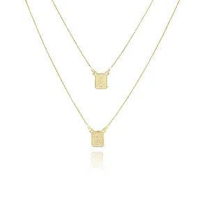 Escapulário Deus É Fiel • Banhado a Ouro 18k