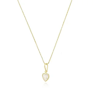 Colar Com Ponto De Luz De Coração • Banhado a Ouro 18k