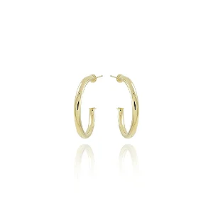 Brinco Meia Argola Tubo Redondo (25mm) • Banhado a Ouro 18k