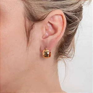 Brinco Mia Argola Abaulada Com Fecho Italiano • Banhado a Ouro 18k