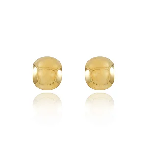 Brinco Meia Argola Abaulada Lisa • Banhado a Ouro 18k
