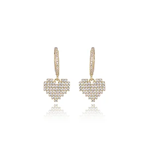 Argola Articulada de Coração Cristal • Banhado a Ouro 18k