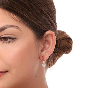 Argola Articulada de Coração Cravejado • Banhado a Ouro 18k