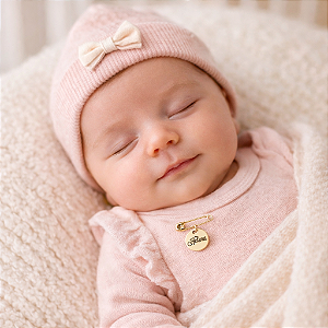 Alfinete Pingente Personalizado para Bebê – Banho Ouro 18k