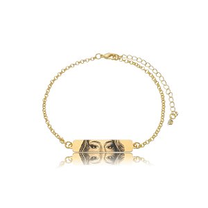 Pulseira com fotogravação a laser personalizada • Banhado a Ouro ou Prata