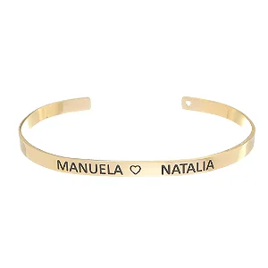 Bracelete Fino com escrita Personalizado • Banhado a Ouro 18k