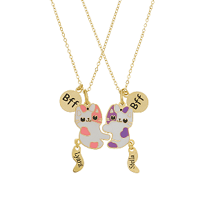 Colar Gatinhas Bff melhores amigas Personalizado com nomes • Banhado a Ouro ou prata