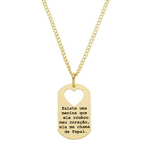 Colar Frase Coração Vazado Personalizado • Banhado Ouro ou Prata