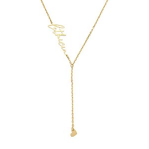 Colar Gravatinha Nome e Boneco ou coração Personalizado • Banho Ouro ou Prata