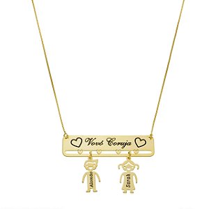 Colar Vóvó Coruja Nome e Boneco Personalizado • Banho Ouro ou Prata