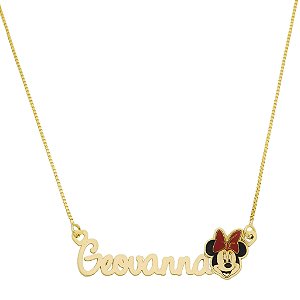 Colar Infantil Minnie Nome Personalizado • Banho Ouro ou Prata