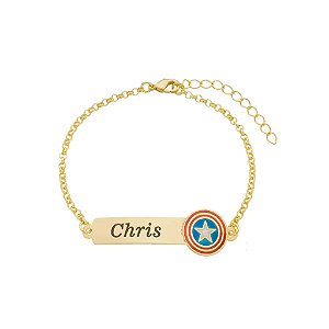 Pulseira Infantil Nome Personalizado com Simbolo personagem herói• Banho Ouro ou Prata