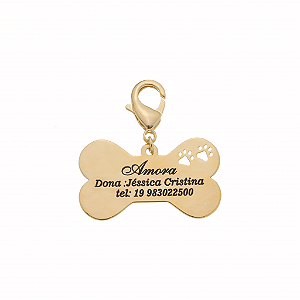 Pingente Pet Personalizado com Informações • Banho Ouro ou Prata