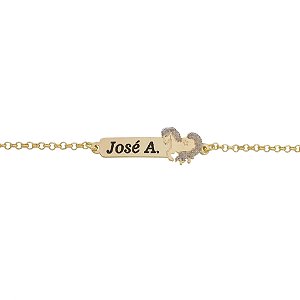 Pulseira Infantil Cavalo Ródio e Nome Personalizado • Banhado a Ouro ou Prata
