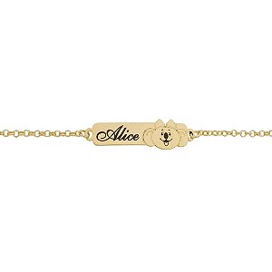 Pulseira Infantil Coala Nome Personalizado • Banhado a Ouro ou Prata