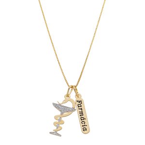 Colar Profissão Pingente e Plaquinha Personalizada – Banho Ouro ou Prata