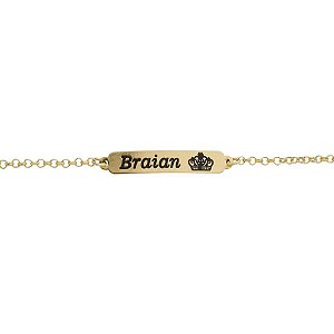 Pulseira Infantil Coroa com Nome Personalizado • Banhado a Ouro ou Prata