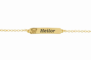 Pulseira Infantil Leãozinho com Nome Personalizado • Banhado a Ouro ou Prata