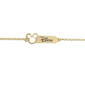 Pulseira Infantil Mickey Vazado com Nome Personalizado • Banhado a Ouro ou Prata