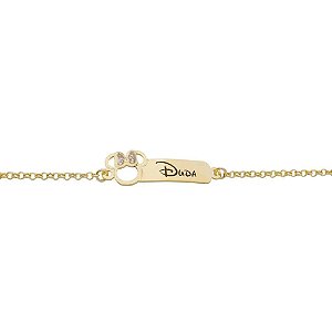 Pulseira Infantil Minnie Vazado com Nome Personalizado • Banhado a Ouro ou Prata